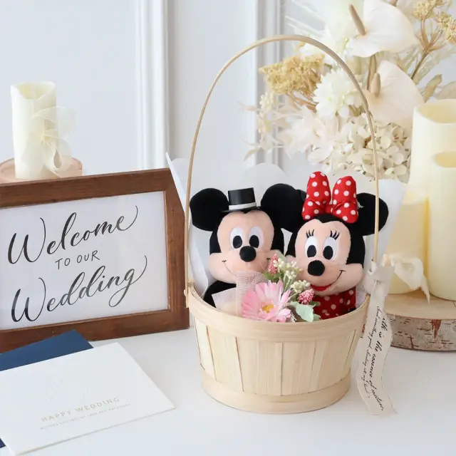 【結婚式 電報 ギフト】ディズニー ミッキー ミニー ウェディングドール バスケット
