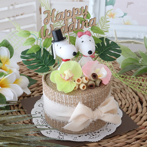 【結婚式 電報 ギフト】スヌーピー　トロピカルウェディングケーキ