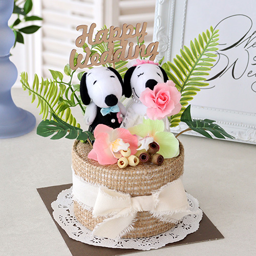 【結婚式 電報 ギフト】スヌーピー　トロピカルウェディングケーキ