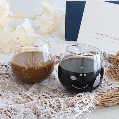 【結婚式 電報 ギフト】スヌーピー＆ウッドストック ゆらゆらタンブラーペアセット