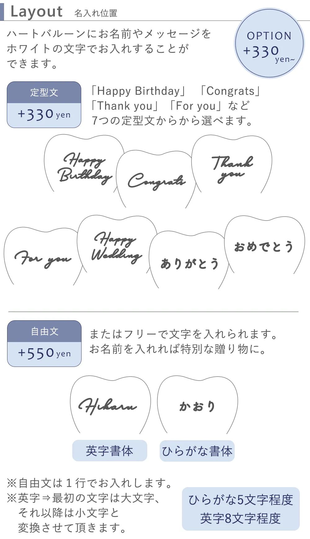 クリアハートバルーン名入れ