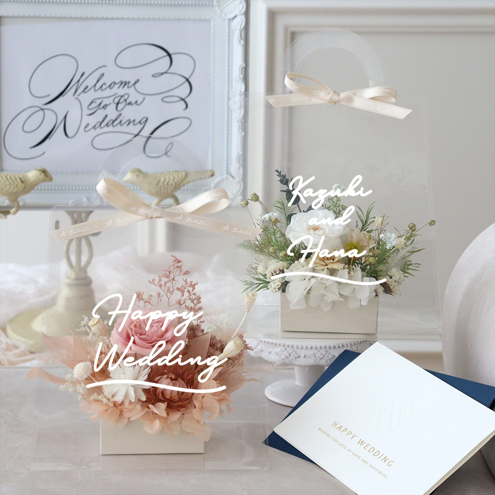 プリザーブドフラワーアレンジ　フルールトートバッグプティ　（クリアバックケースinメッセージ）