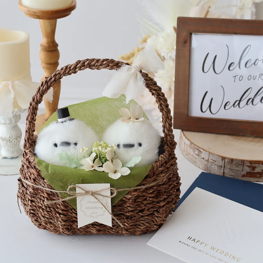 【結婚式 電報 ギフト】シマエナガ ウェディングドール バスケット